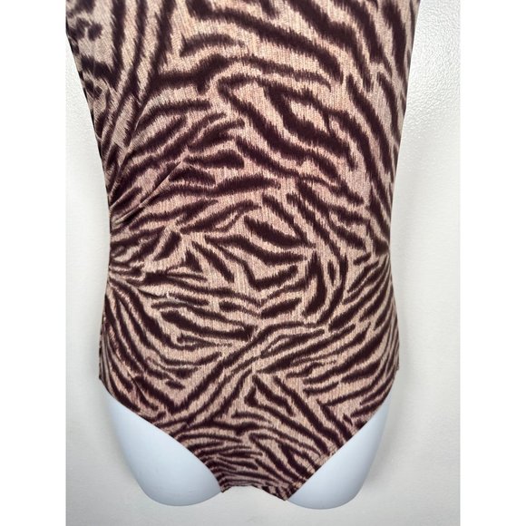 Michael Kors Size 8 Swimsuit Womens One Piece Animal Print One Shoulder Brown - Picture 12 of 14